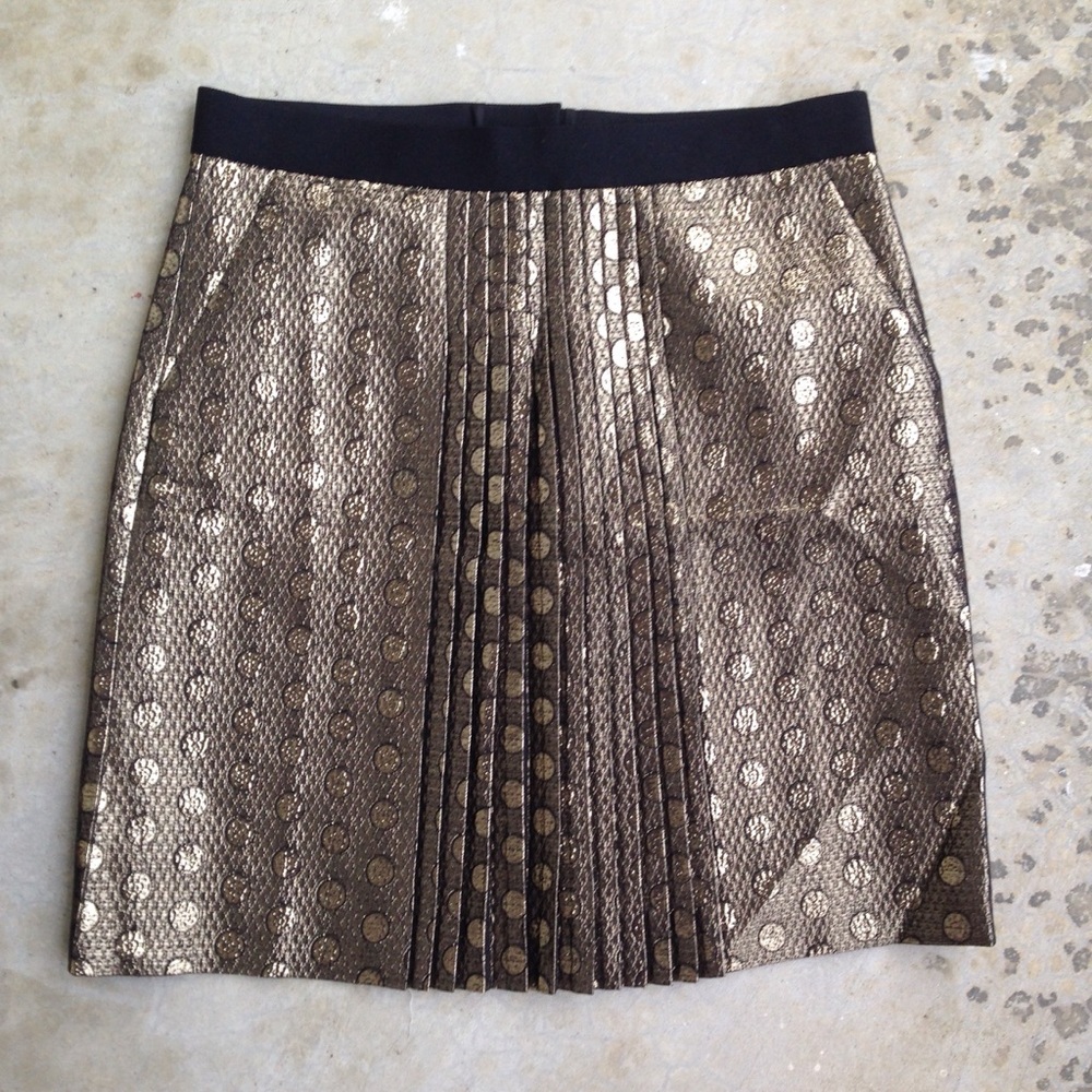 J. Crew Metallic Gold Pleated Mini Skirt - Picture 4 of 9